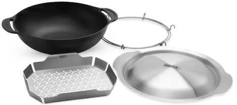 wok z rusztem do gotowania na parze Weber Crafted
